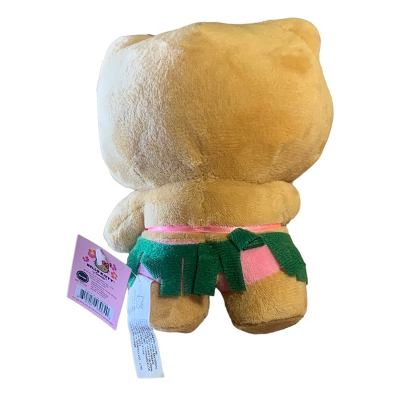Hello Kitty HAWAII Tan 6” Plush Green Grass Skirt Sanrio NWT - Picture 2 of 5